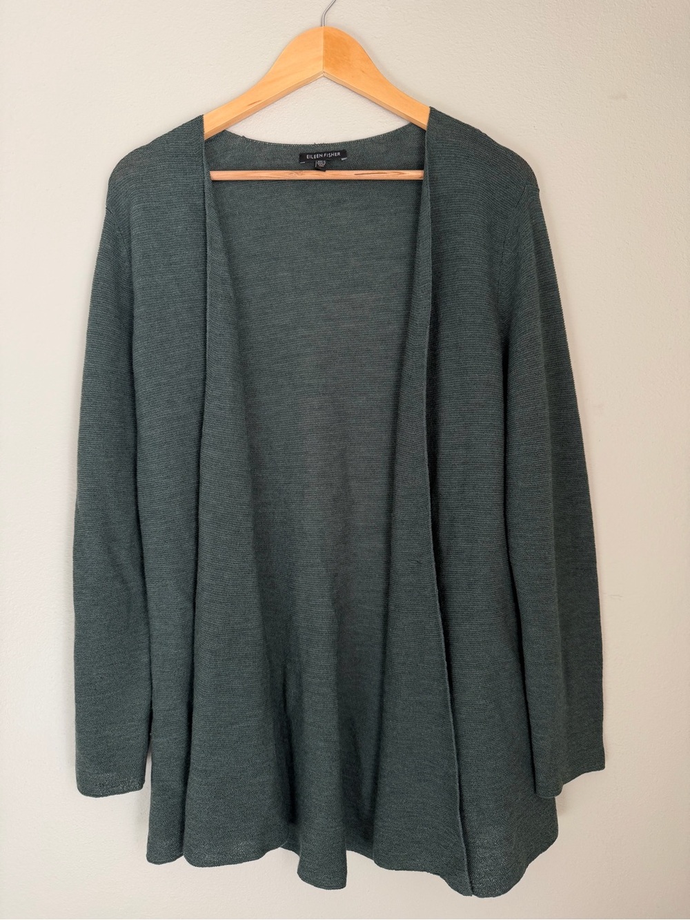 Eileen Fisher Open-Front Wool Cardigan Sweater